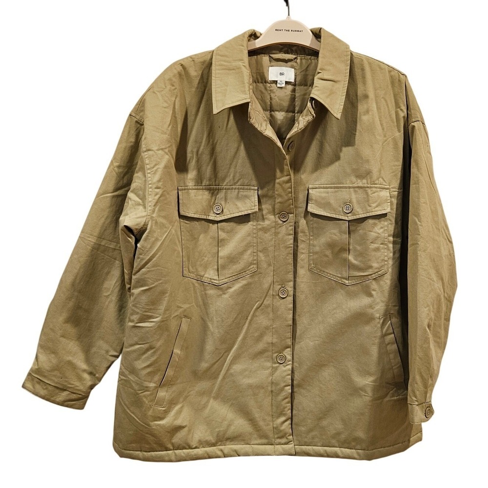 BP Mens Quilted Lined Utility Chore Jacket Tan XL NWOT Shacket Khaki Workwear‎